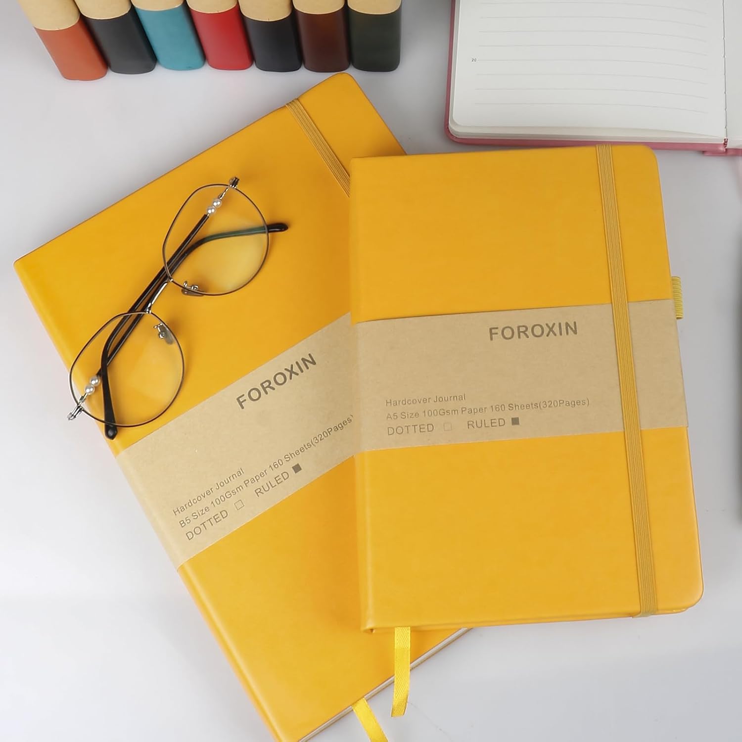 Lined Journal Notebook, (Yellow), 320 Pages, B5 Medium 7.48 inches x 10.24 inches - 100 gsm Thick Paper, Hardcover