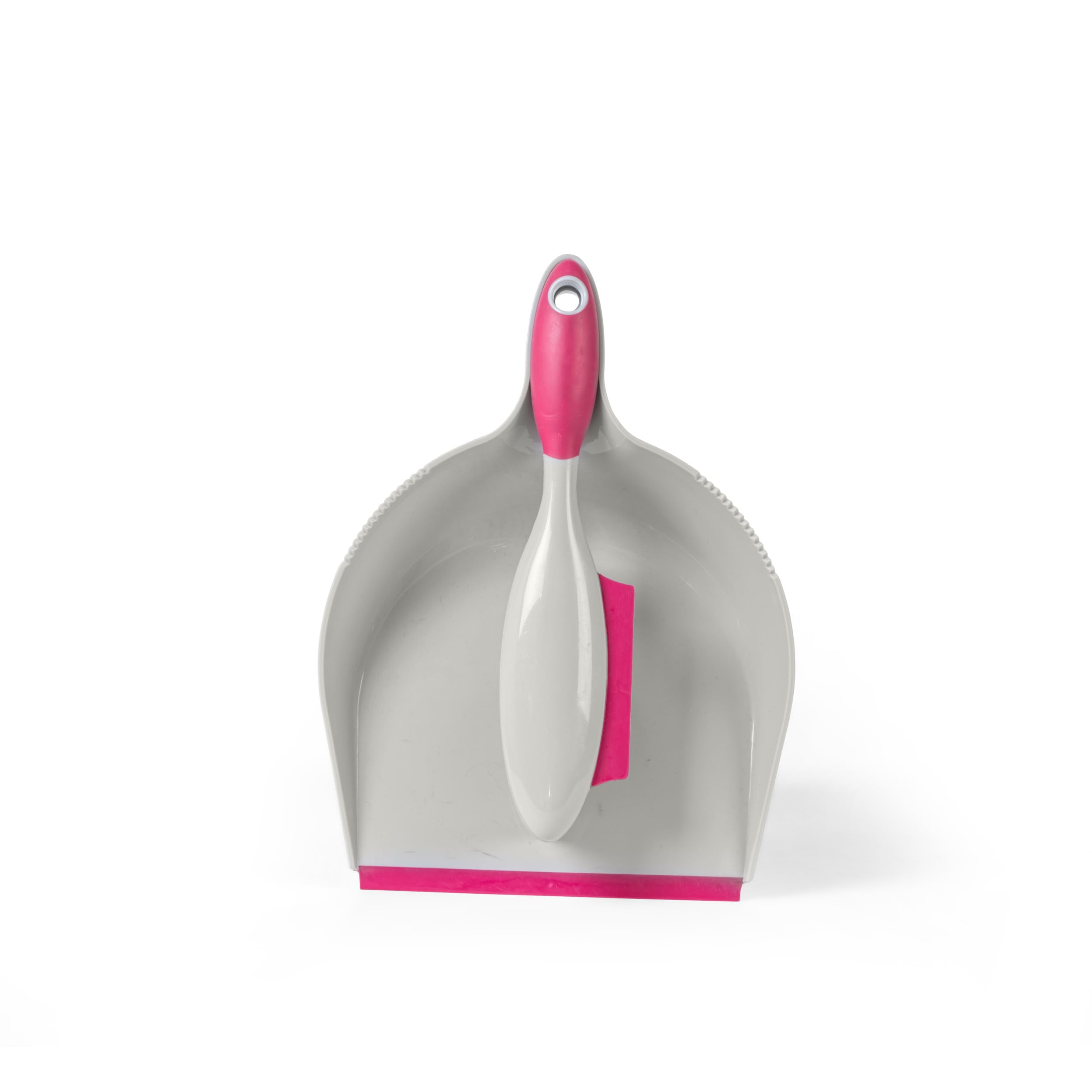 KL069337EU7 Dustpan and Brush Set – Non-Scratch Rubber Bristles Ideal For Pet Hair/Fur, Handheld Squeegee Edge for Spills/Liquids, Easy Rinse Clean, Indoor Hard Floor Sweeping, Pink