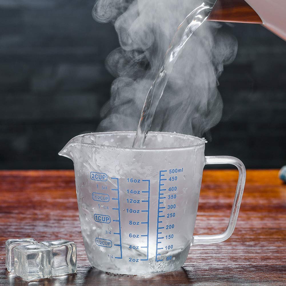 耐熱ガラス メジャーカップ 金属ハンドル Amazon | 計量カップ 耐熱カップ ミルクグラス 500ml フタ付カップ