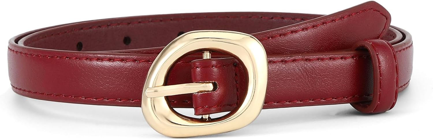 Thin Belt for Women Jeans Chic Gold Silver Buckle Skinny Waist Belts