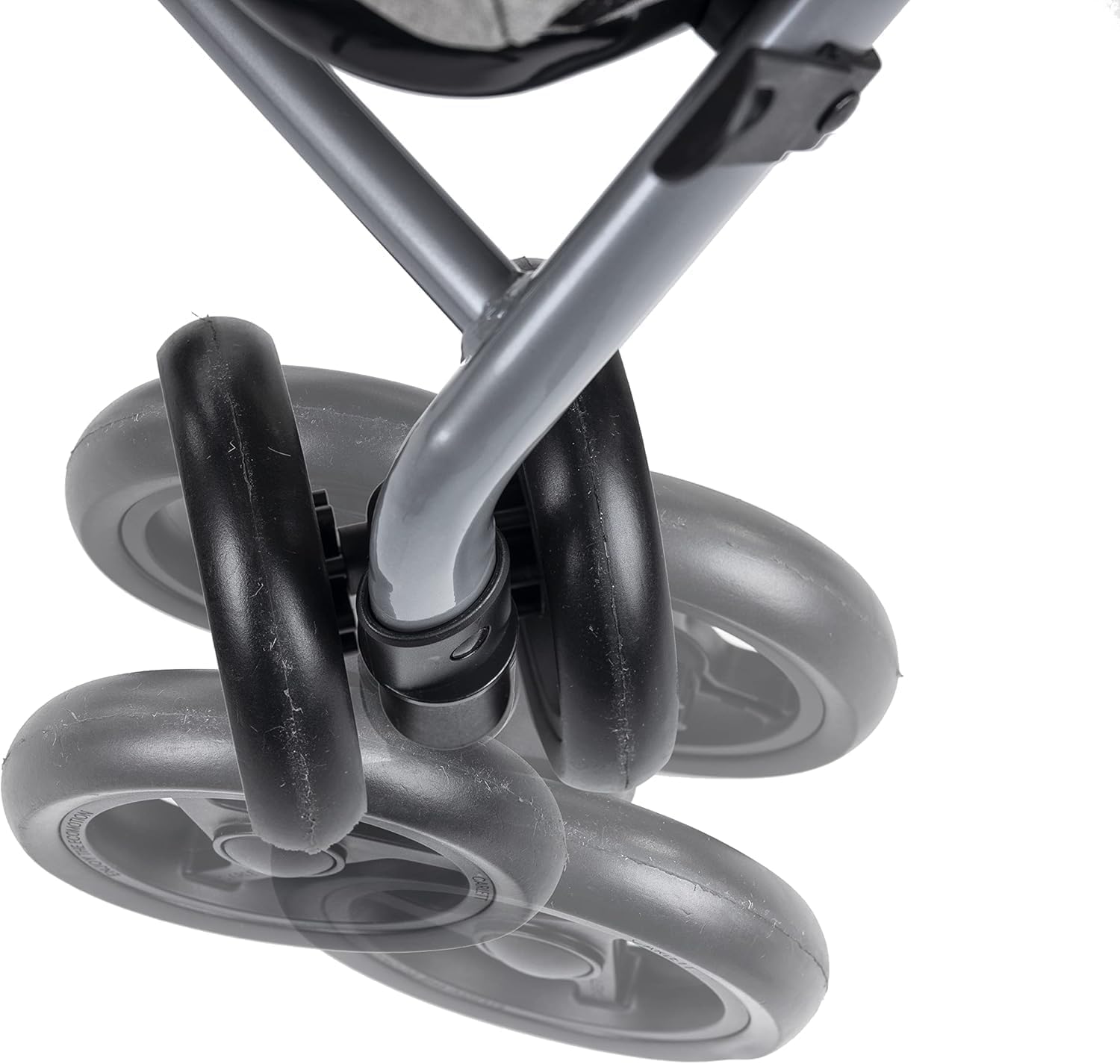 Carlett Chariot de Courses 4 Roues Pliable, Sac Amovible Grande Capacité 53 L / 15 kg et Sac Isotherme 10 L, Poignée Réglable, Frein de Sécurité, Convertible en 2 Roues, Classic Duo, Noir