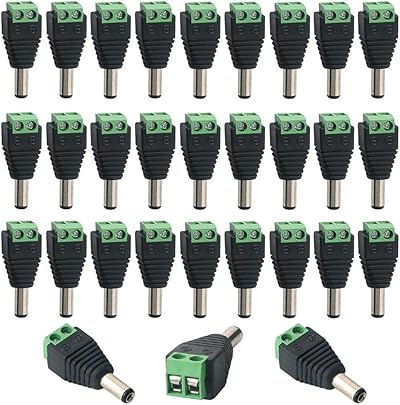 FULARR 30Pcs Professionale 5 5 2 1mm Vite Terminale Spina Connettore 12V Alimentazione Jack Connettore Adattatore Pin Maschio Spina Set per CCTV Telecamera LED Striscia FULARR 30Pcs Professionale 5 5 2 1mm Vite Terminale Spina Connettore 12V Alimentazione Jack Connettore Adattatore Pin Maschio Spina Set per CCTV Telecamera LED Striscia