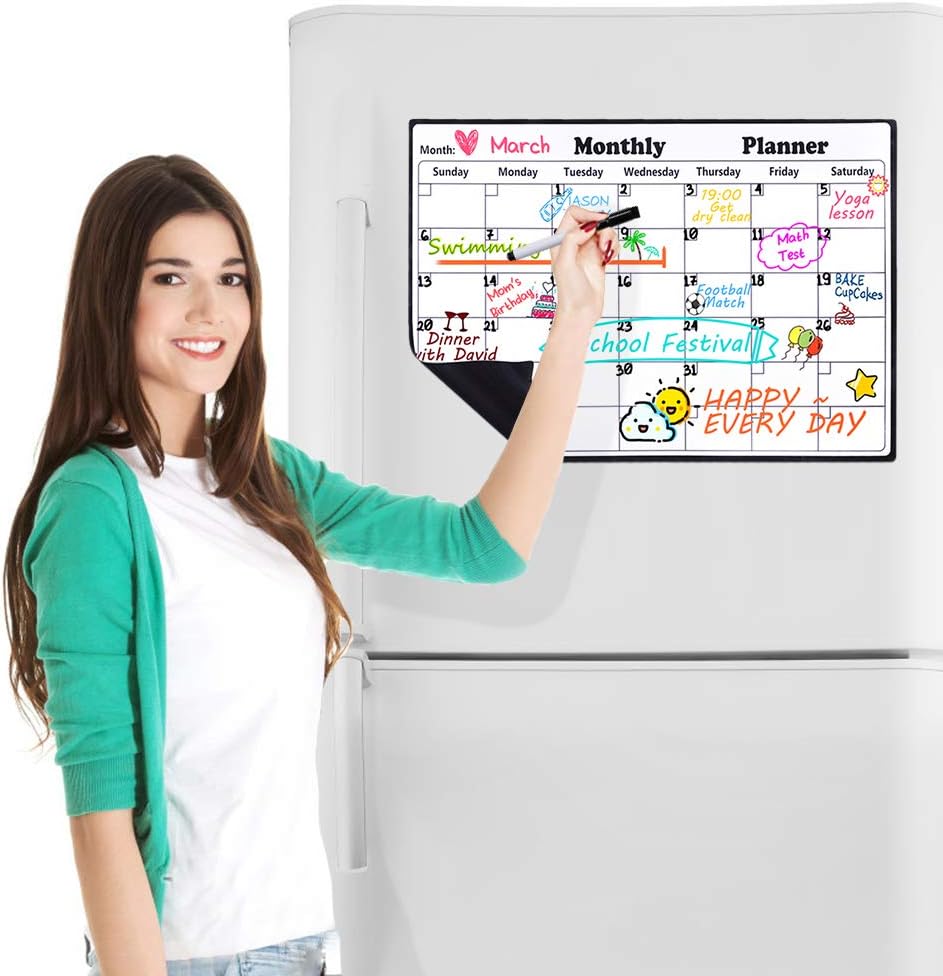 Homein Magnetic Calendar for Refrigerator, Magnetic Dry Erase Calendar 2020 Monthly Whiteboard Calendar White Board Planner, Reusable Fridge Calendar Sticker for Family Organizer