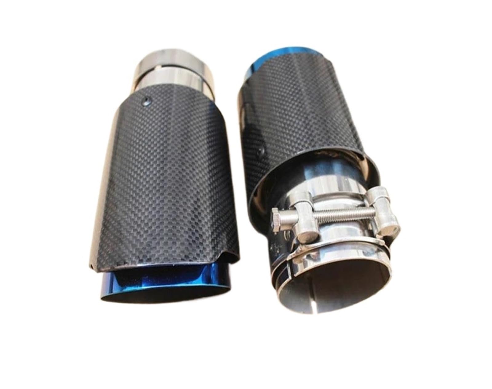 Tuyaux D'échappement Embout De Silencieux D'échappement Fiber Carbone Brillant Système D'échappement Universel Droit Bleu Acier Inoxydable Embout Échappement