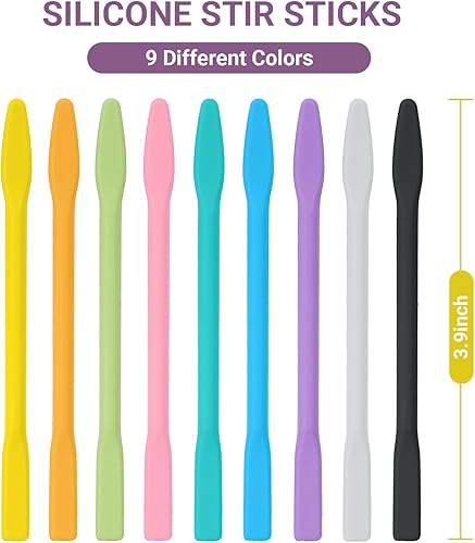 Miniatura 2 de Gartful 9 unidades de varillas de silicona de colores, resina epoxi reutilizables, para mezcla de resina, pintura, fabricación de vasos con