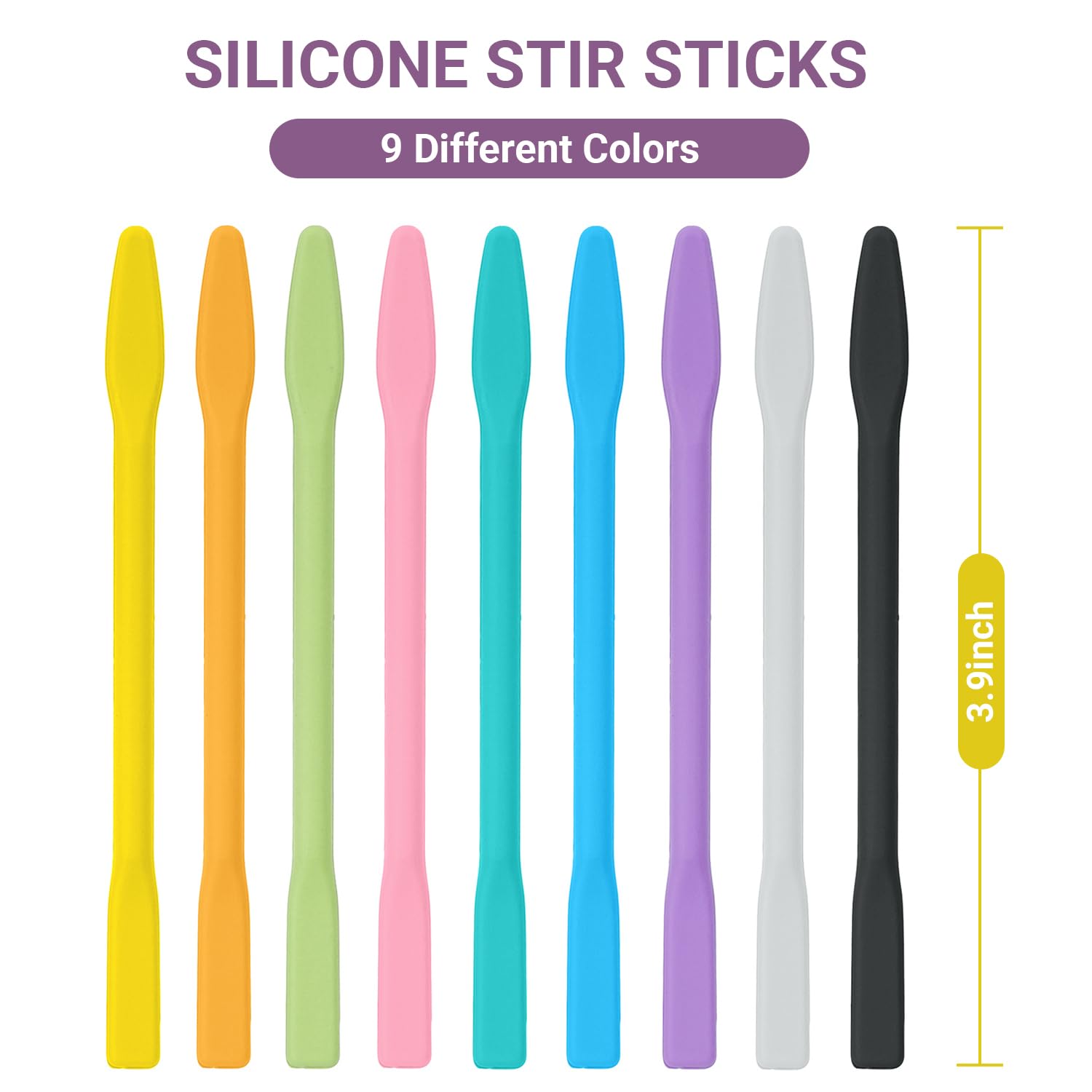 Gartful 9PCS Colored Silicone Stir Sticks, Reusable Epoxy Resin Stir Sticks, for Resin Mixing, Paint, Making Glitter Tumblers Cups, Arts, Crafts, Facial Mask Stirring Rods, 9 Colors