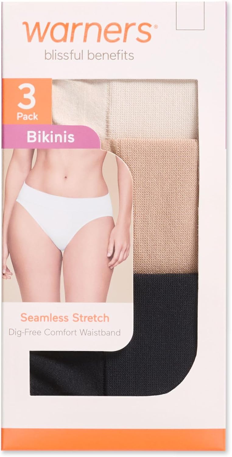 Warner's womens Warners® Blissful Benefits No Pinching No Problems® Dig-free Seamless Stretch 3-pack Bikini Wrw251bk10 - Image 2