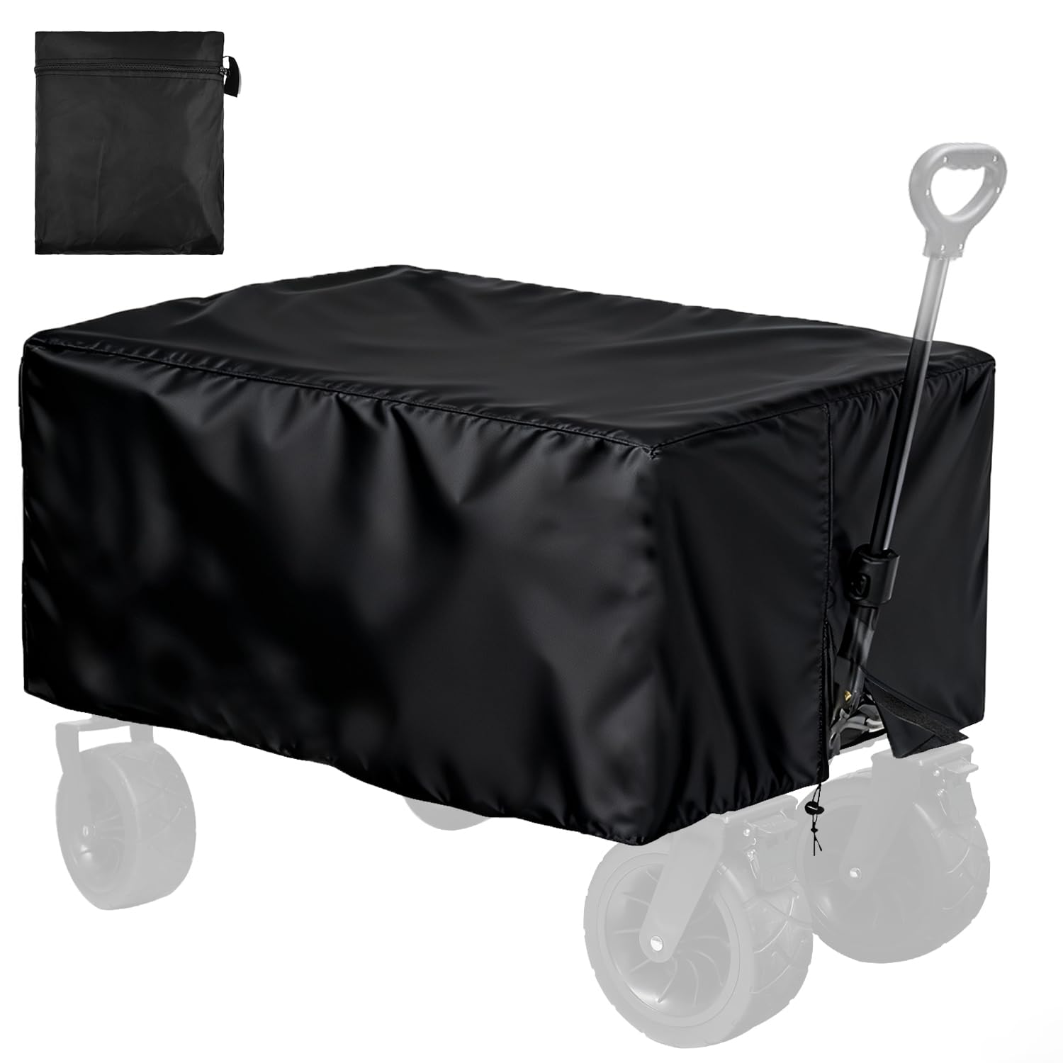 SANYCASA 210D Wagon Rain Cover for Festival Trolley Camping Beach folding Wagon Trolley waterproof, Black, 52 * 28 * 21″
