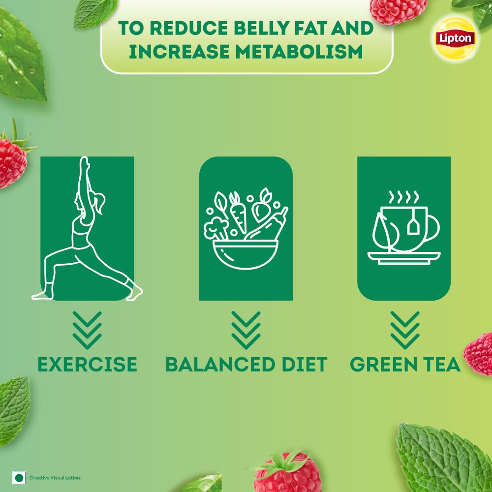 Buy Now Lipton Raspberry Mint I 25 Tea Bags I Tasty Green Tea I Redu...