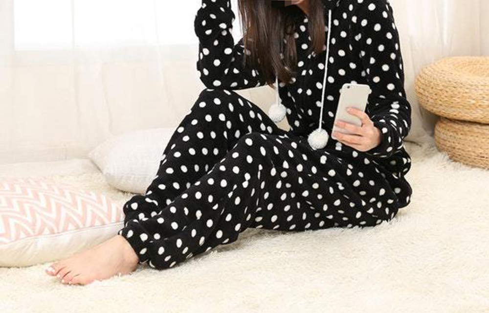 Rojeam Pijamas Invierno Mujer Onesie Adultos Pijamas Cálida Ropa de Dormir con Capucha Pijama de Una Pieza Monos Enteros Suaves