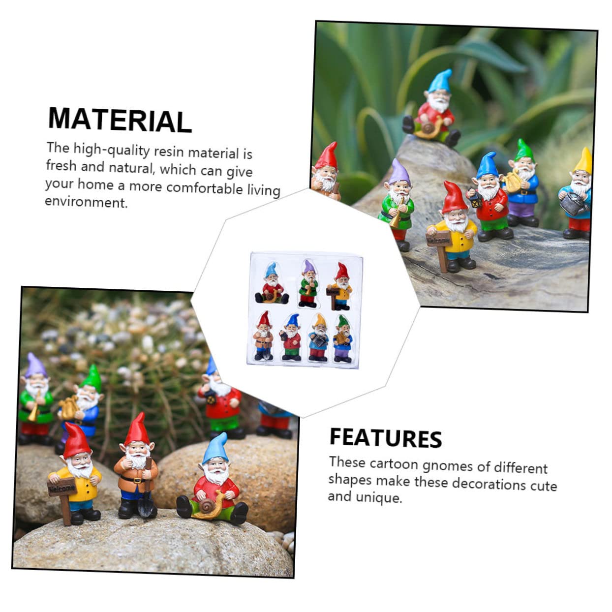 Kisangel Figurina de Gnomos 7 Piezas de Resina para Decoración Navideña | Set de 1 Juego, Estilo Cartoon Creativo y Único, Pensado para Niños Decorar el Hogar