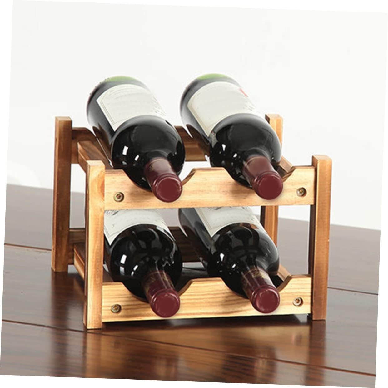 Wine Racks Wooden Cabinet 4 Bottle Display Stand Simple Sturdy for Living Space