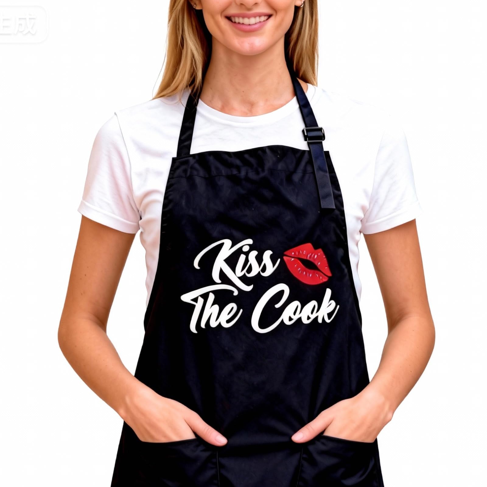 Jumsky Funny Apron Adjustable Cooking Kitchen Chef Apron Funny Bib Aprons For Women Men, Kissthecook, One Size