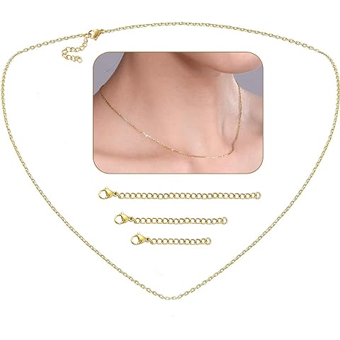 18K Necklace Extenders For Women Gold Necklaces for Women Titanium Stainless Steel ...