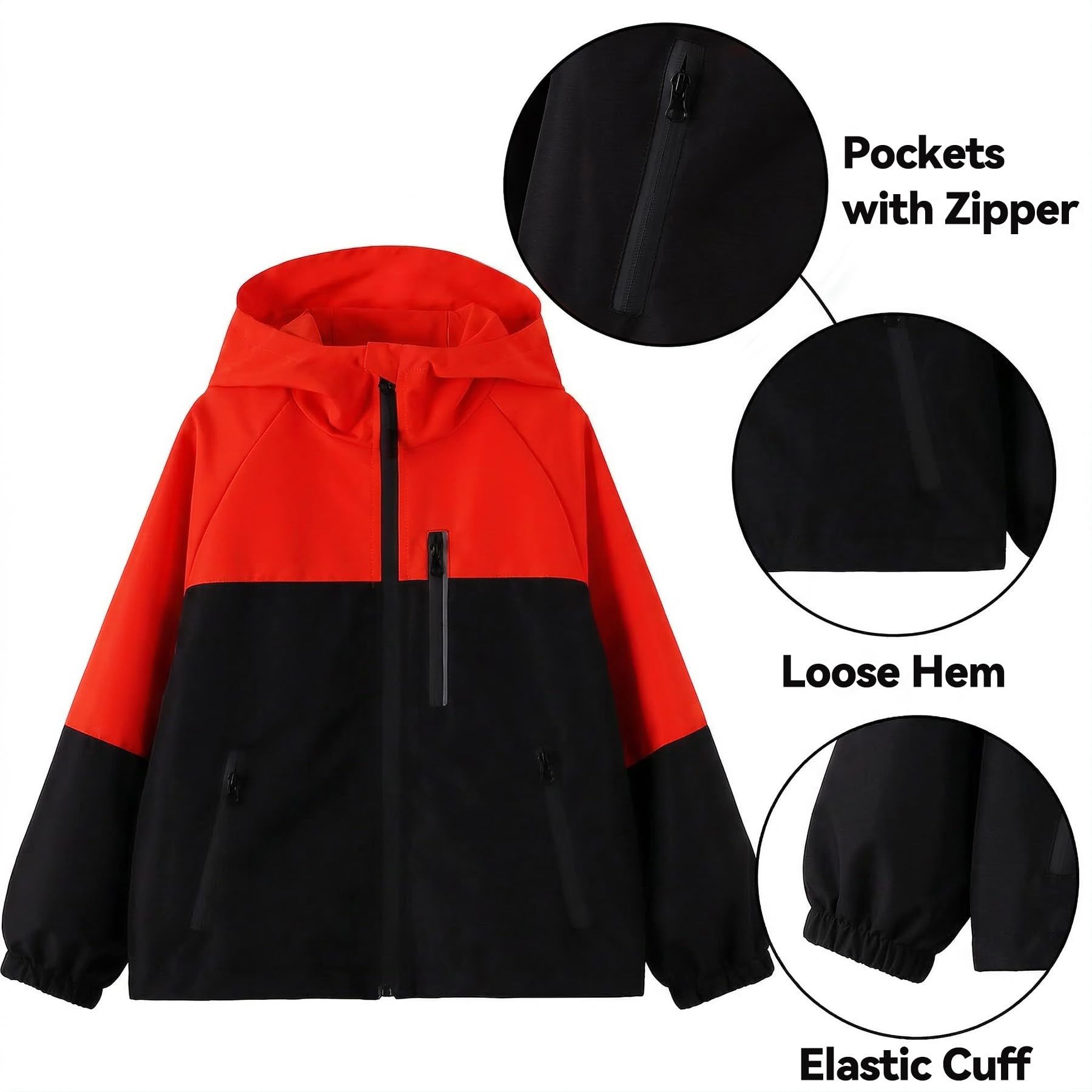Chaqueta Impermeable para Niñas Niño, Cortavientos Abrigos con Banda Reflectante Ligera Casual Chaquetas de Lluvia Primavera Otoño Chubasquero Deportivos Exterior Ropa 5-13 Años