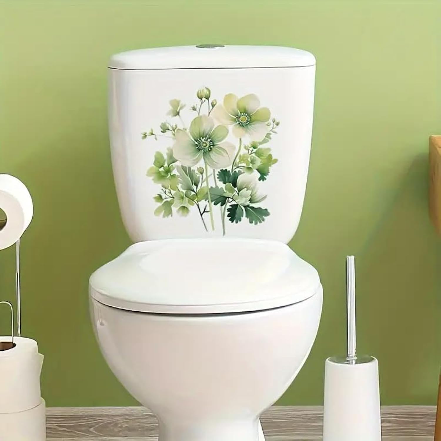 TOLOVIS Creative Elegant Flowers Toilet Cover Sticker Decals,Flower leaf bird Waterproof Toilet Lid Tank Seat Decals Cistern Self-Adhesive Bathroom Wall Sticker, TOLOVIS-001