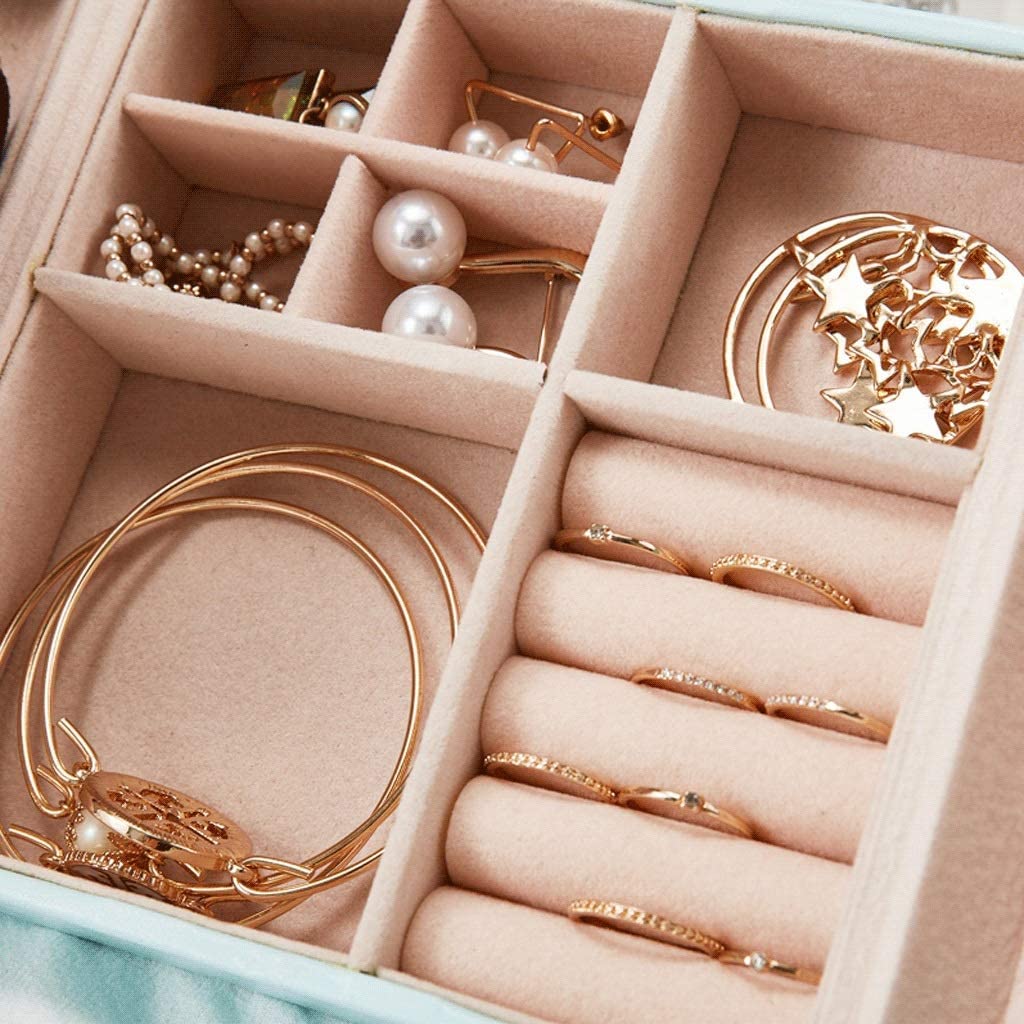 Caja de almacenamiento de joyas con imán de mango de mariposa oculto, organizador de piel sintética de doble apertura para accesorios de dormitorio