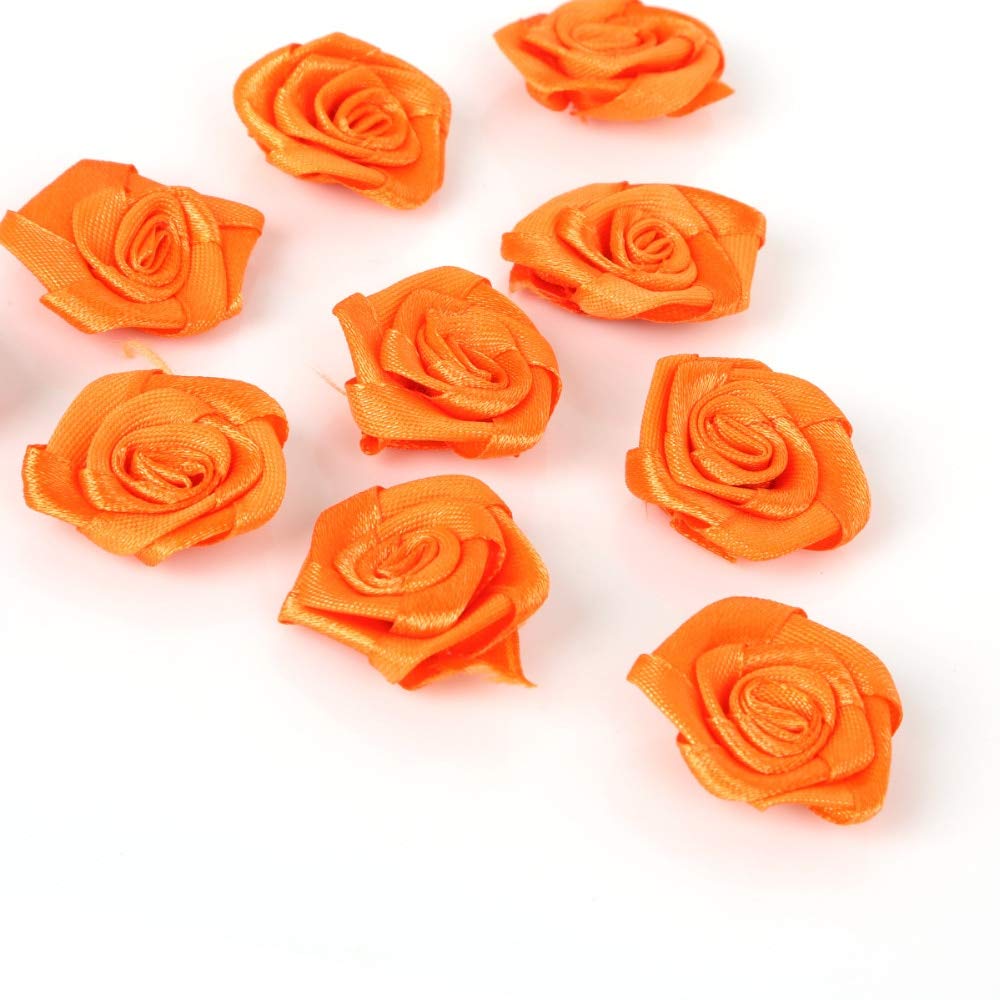 ShineBear 25 Unids/pack Cinta De Satén Rosas Flores Apliques Scrapbooking DIY Costura Accesorios Boda Fiesta Artesanía Decoración Cabeza De Flor Hecha A Mano - (color: Marfil, Tamaño: 1.2 In