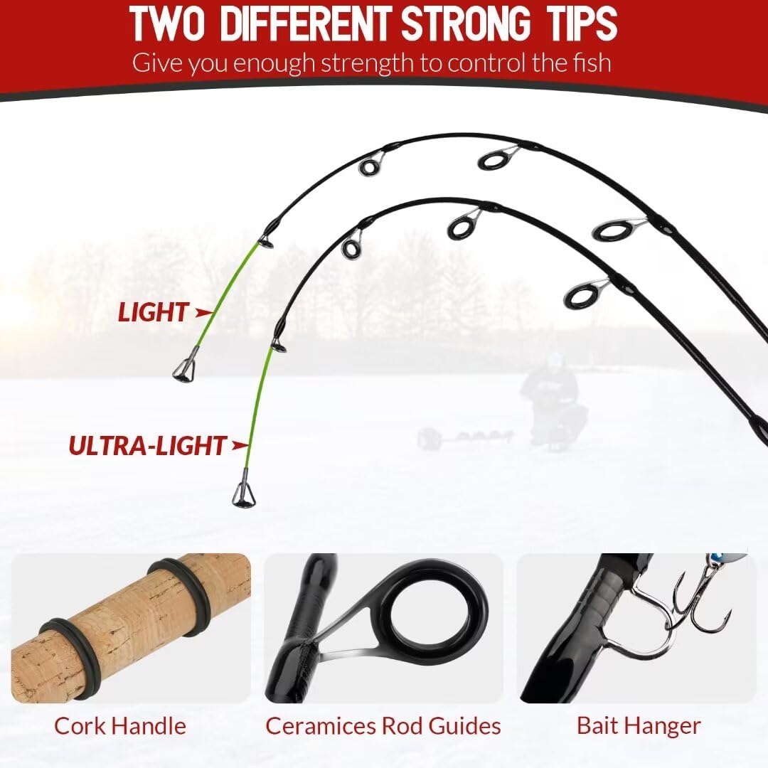 Perch Ice Rods Reel 2 Tips Walleye Perch Trout QualyQualy Ice Fishing Rod & Reel Combo ...