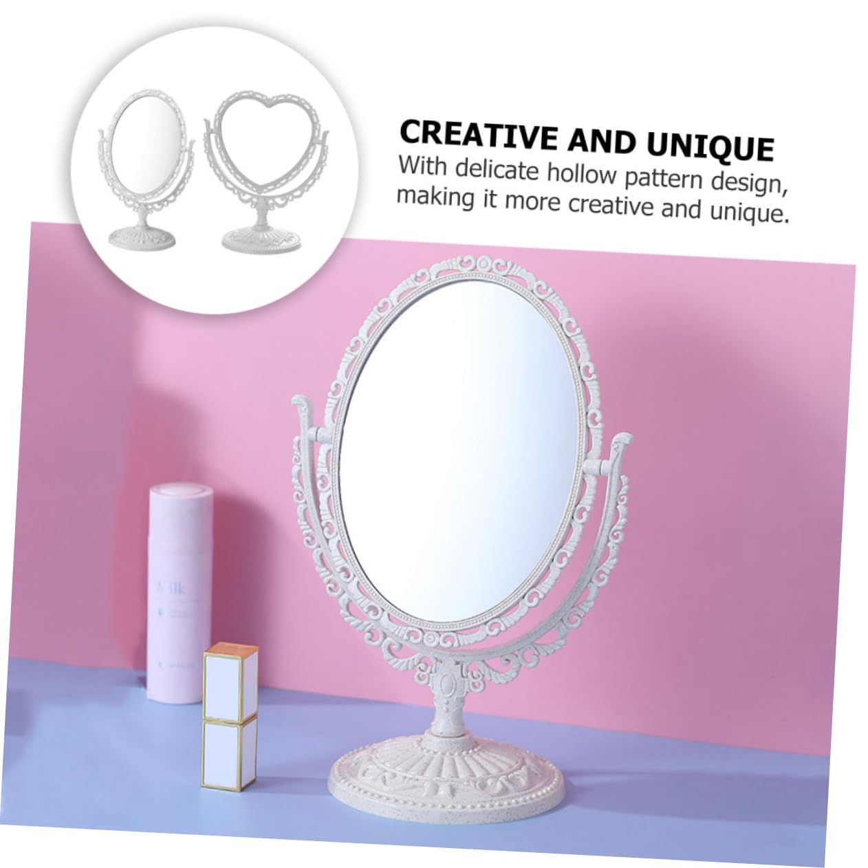 SHERCHPRY Specchio per Trucco Bifacciale da Tavolo Girevole 2 Pezzi