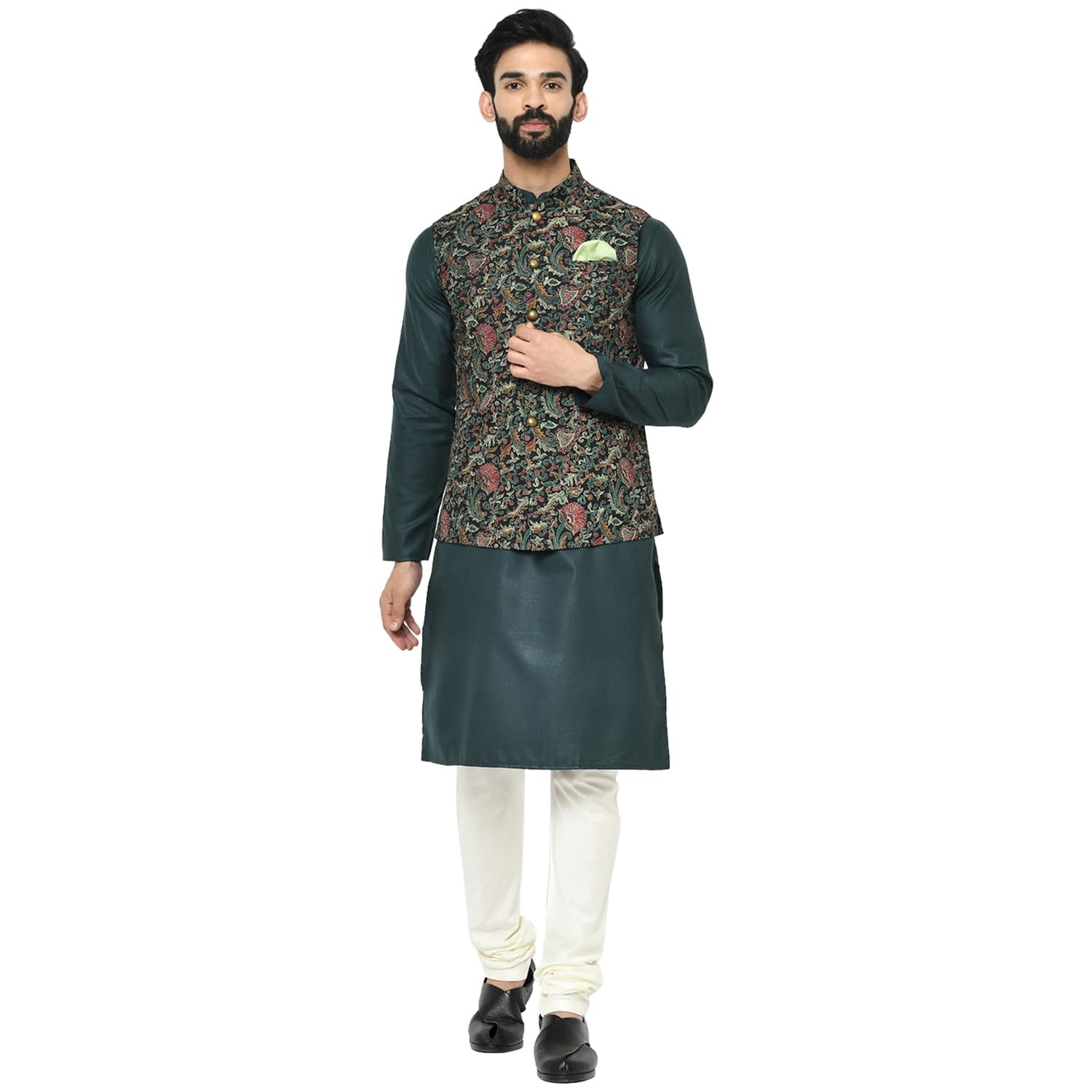 KISAHMen's Kurta Jacket Set - Traditional Indian Ethnic Wear for Men - Ideal for Weddings, Festivals & Celebrations