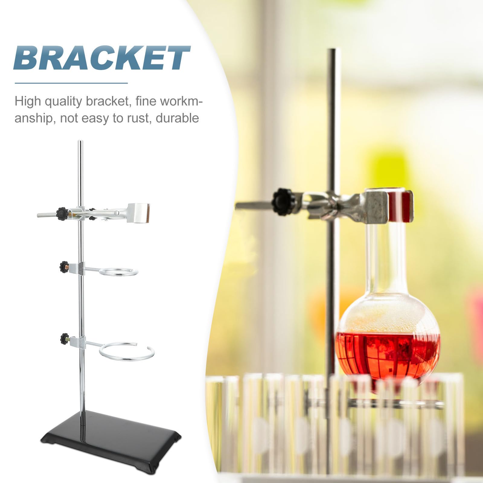 jojofuny Support de Laboratoire Anneaux de Support Métalliques Argenté Facile à Démonter et Portable pour Expériences de Chimie et Physique