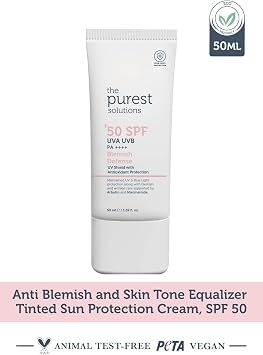The Purest Solutions Antioxidant Supported Sunscreen for Stained Skin, 50+ SPF UVA/UVB Blemish Defense, Antioxidant Protection