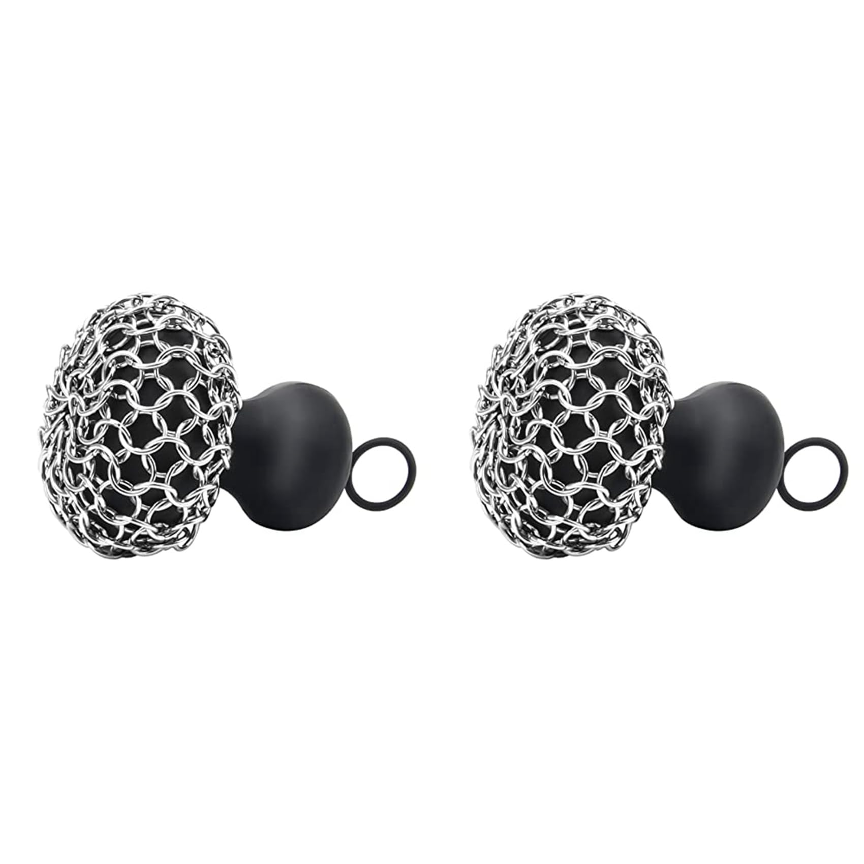 Hndhbfgrt 2X Cast Iron Chainmail Scrubber, Cast Iron Skillet Cleaner for Fry Pan Cleaner Cast Iron Skillet Cleaner Chain Black