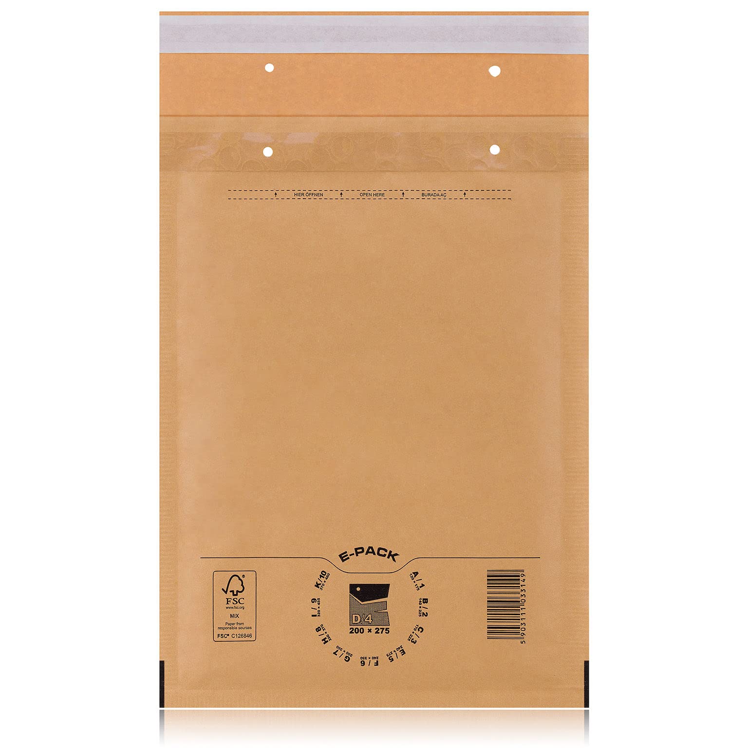 D4 1000 St. Luftpolstertaschen Versandtaschen E-PACK D/4 Braun 200×275 Luftpolsterumschlag
