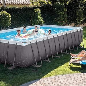 Intex 26363EH Ultra XTR 24ft x 12ft x 52in Frame Above Ground Rectangular Swimming Pool with Pump and Automatic Vacuum Cleaner with a 15 Inch Fitting