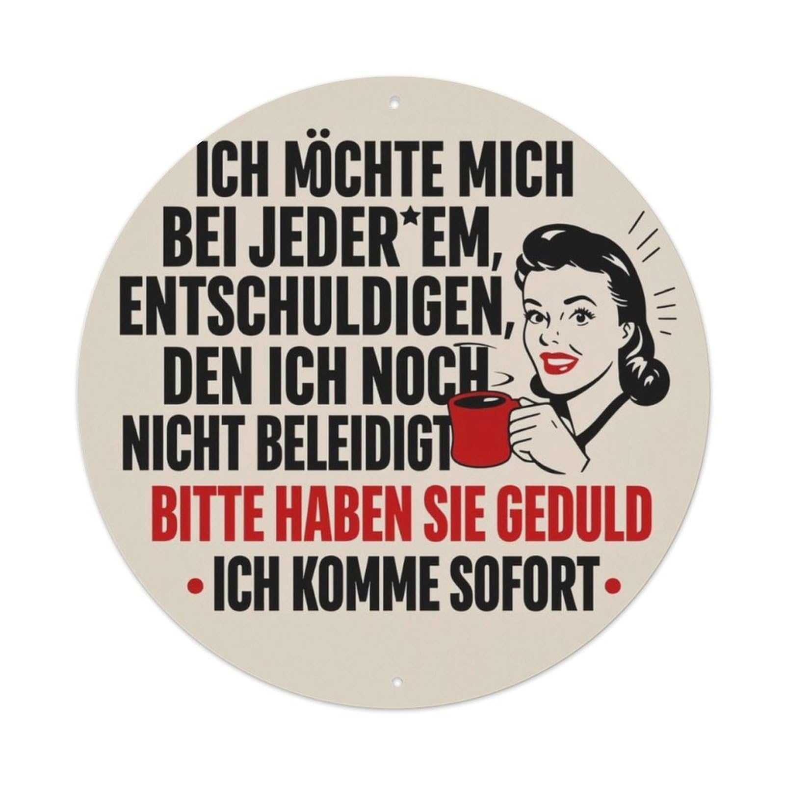 Vintage German Funny Slogan Round Sign Vintage Aluminium Metal Sign, Retro Wall Decor for Home, Bar, Garage & Farmhouse 20x20cm
