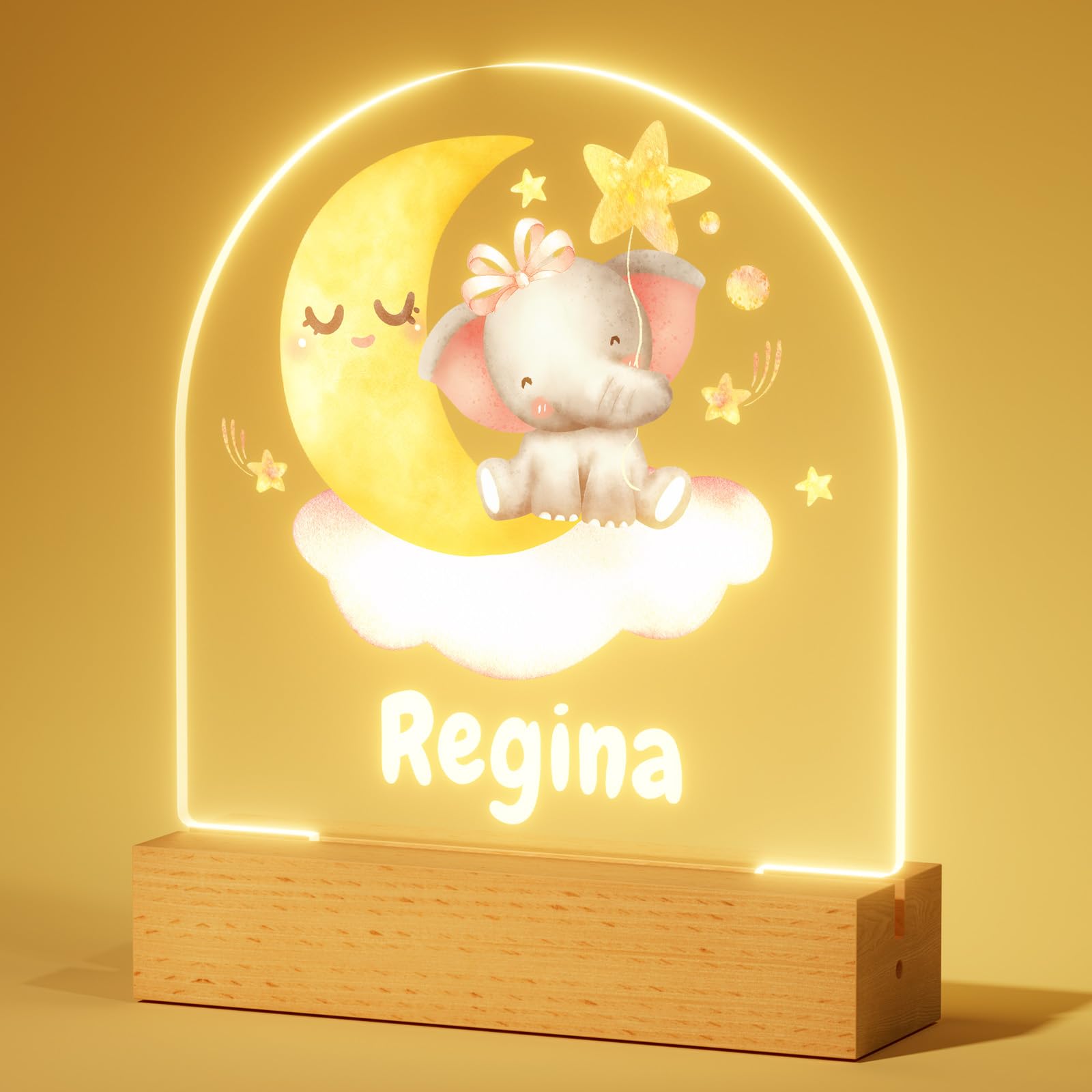 iDIY Personalised Night Lights for Kids - Customised Baby Baptism Gifts, Christening Gifts, Newborn, Baby Birthday Present, Elephant — image 1