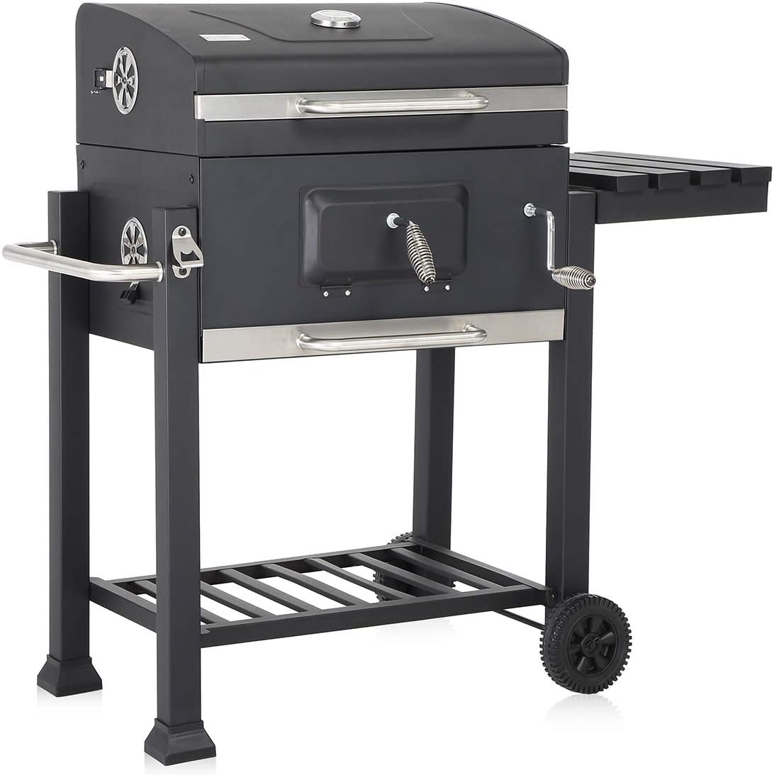 Strattore BBQ Grill Charcoal Grill Outdoor Adjustable Barbecue Portable Trolley Garden Grill made of Iron