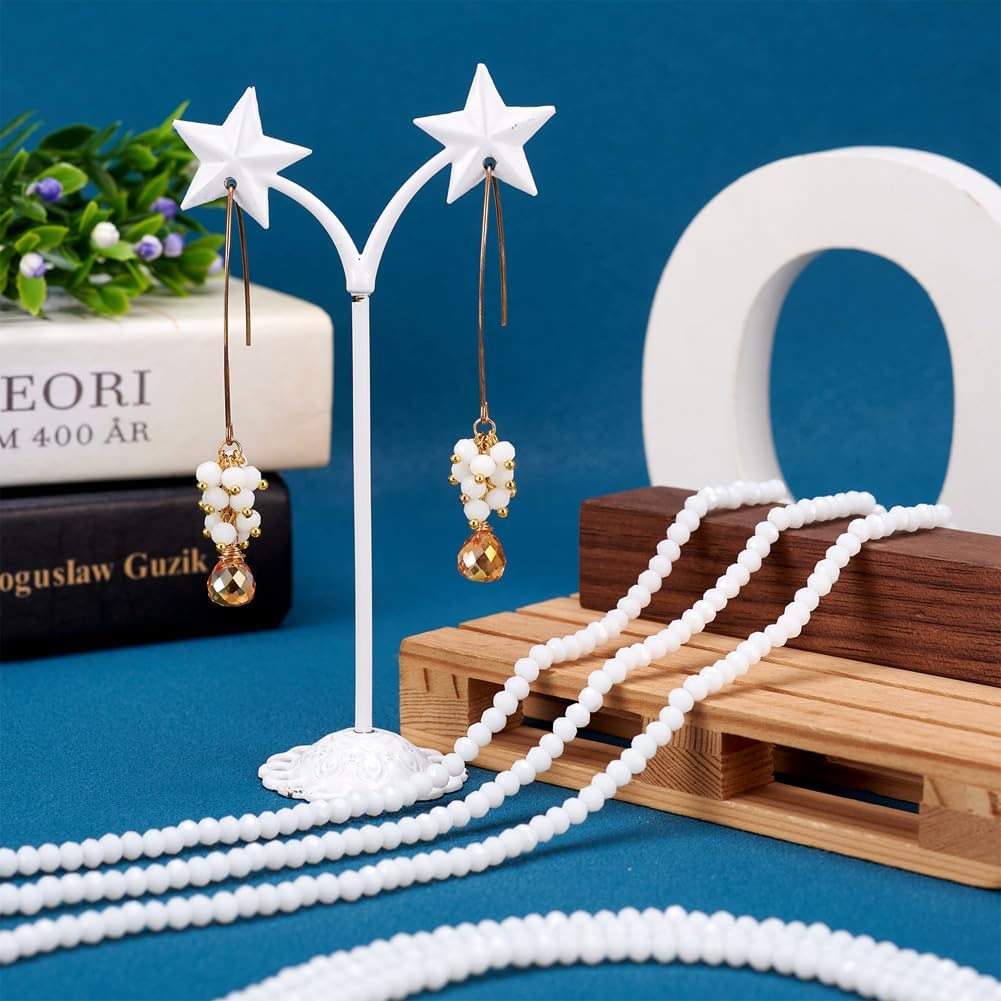 Elecrelive 1100Pcs 4mm White Glass Beads Rondelle Faceted Crystal Glass Beads Tiny Loose Crystals 10 Strands for Bracelets Necklace Earring Jewelry Making - Image 2