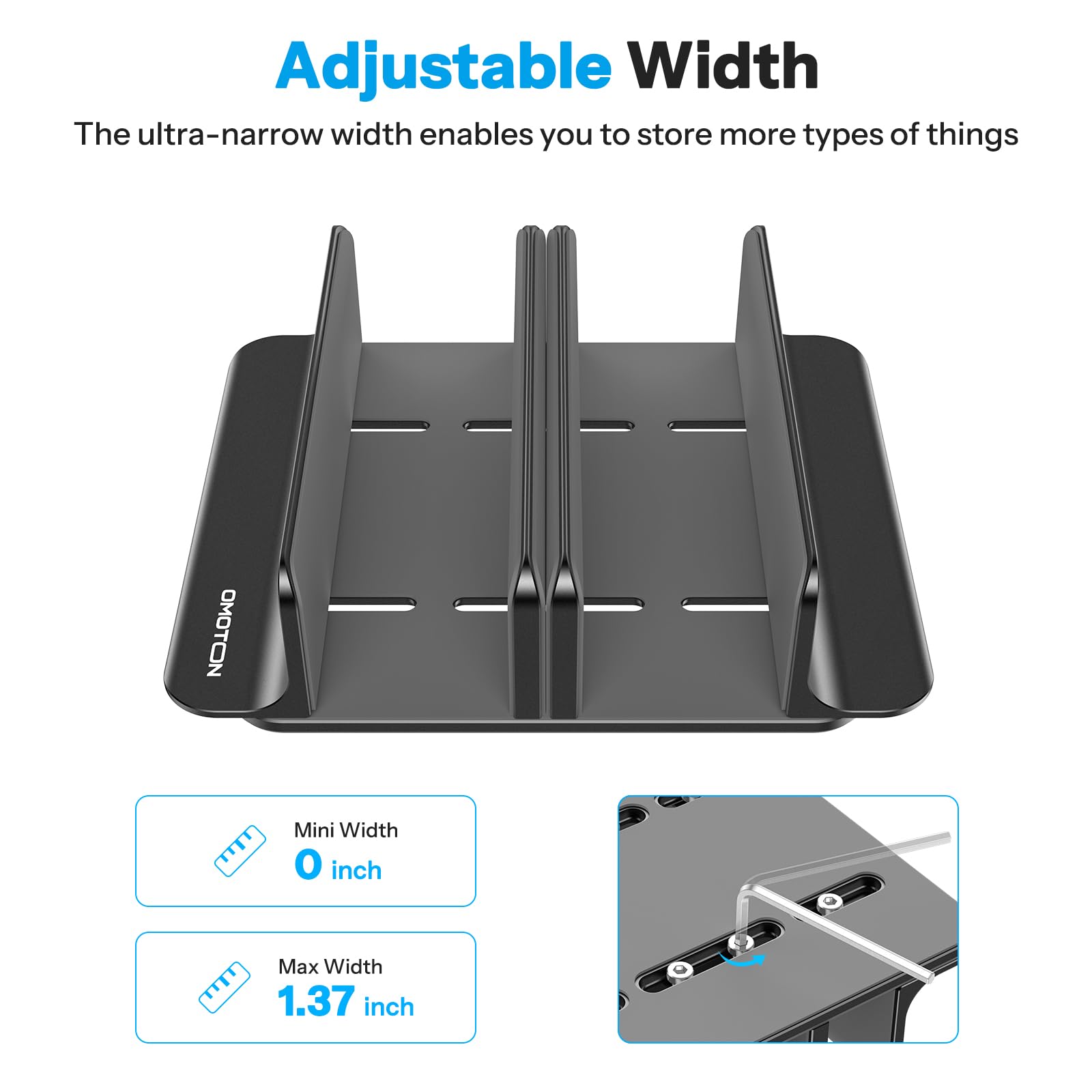 OMOTON Soporte vertical para laptop de 3 ranuras, soporte de aluminio de escritorio para MacBook con tamaño de base ajustable, se adapta a todos los MacBook, Surface, Chromebook y portátiles de juegos