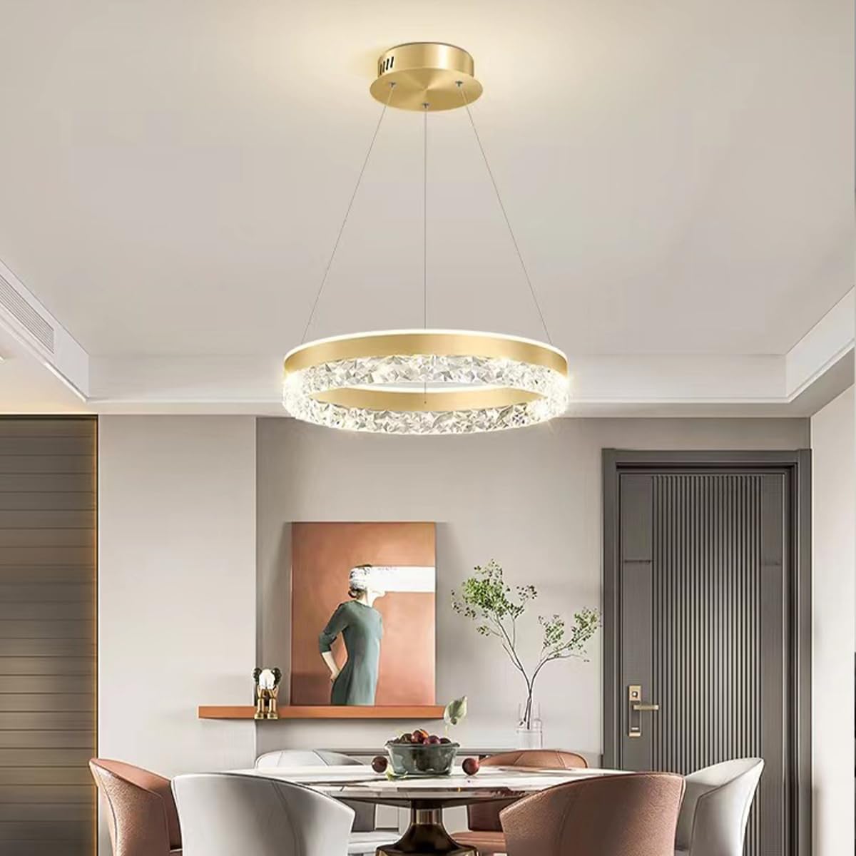 Bellastein LED Rund Pendelleuchte – Dimmbar, Höhenverstellbar, Mit Fernbedienung, Für Esstisch & Wohnzimmer (40/60/80 Cm)