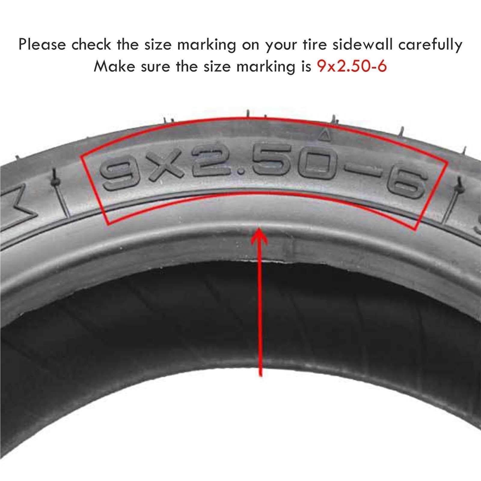 9x2.5-6 Neumático Sin Aire, Antipinchazos de Goma Sólida para Scooter, Silla de Ruedas, Neumático de Repuesto Resistente, Antideslizante, Amortiguador