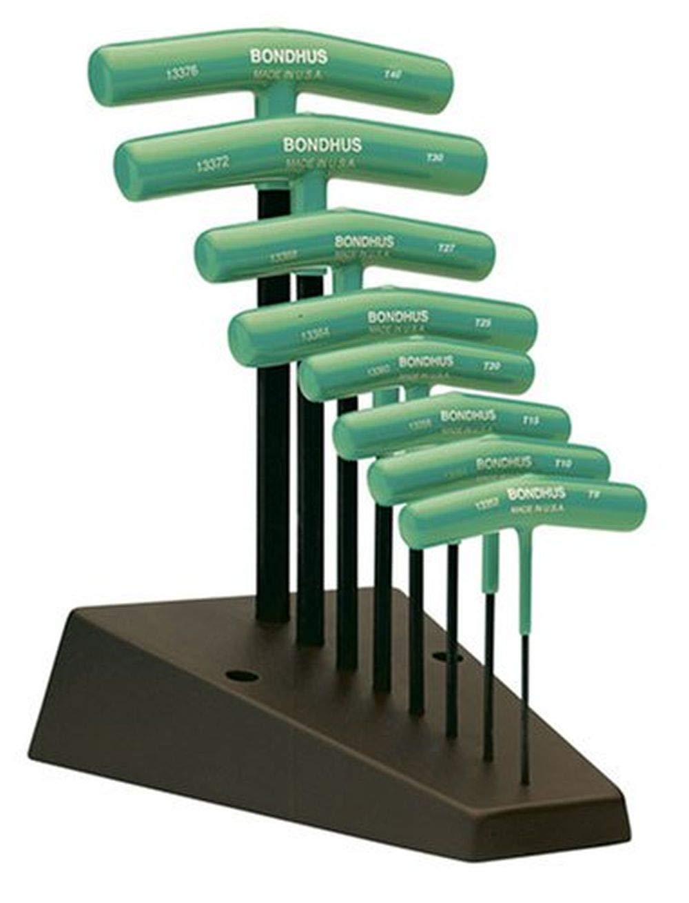 BONDHUS TTHX8 8PC TORX T-Handle HEX Set+Stand TX9-TX40, 33034