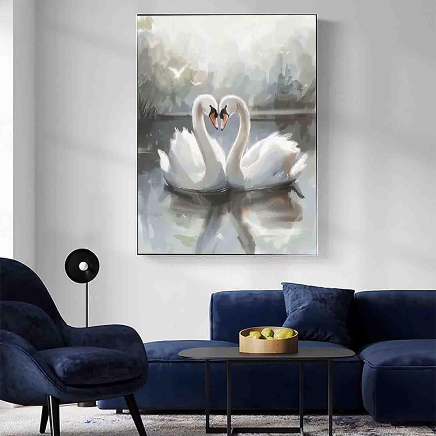 秋の風景油彩画 白鳥と黒鳥27✖️25 Amazon.co.jp: 数字油绘 白鳥 Paint by Numbers 動物 手塗り DIY大人用