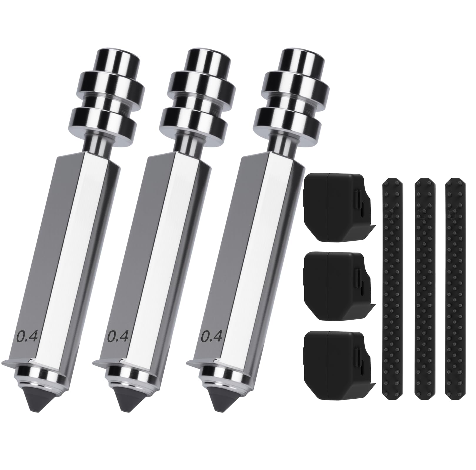 3PCS Kobra X/Kobra 4 Combo Quick-Swap 0.4mm Gehärtetem Stahl Düse, Hotend-Kit für Druckköpfe mit Silikonabdeckung und Düsenwischer, Compatible with Anycubic Kobra X/4 Combo 3D Drucker
