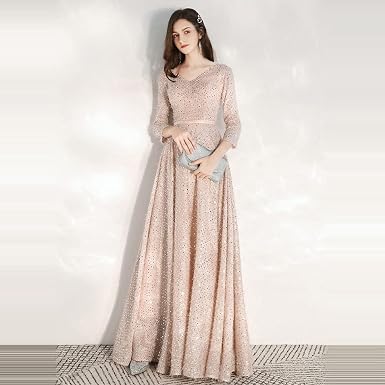 Amazon.com: HUITAILANG Vestido formal,Vestidos de noche elegante rosa  lentejuelas vestido de noche largo más tamaño formal vestidos brillantes  túnica de soiree : Ropa, Zapatos y Joyería