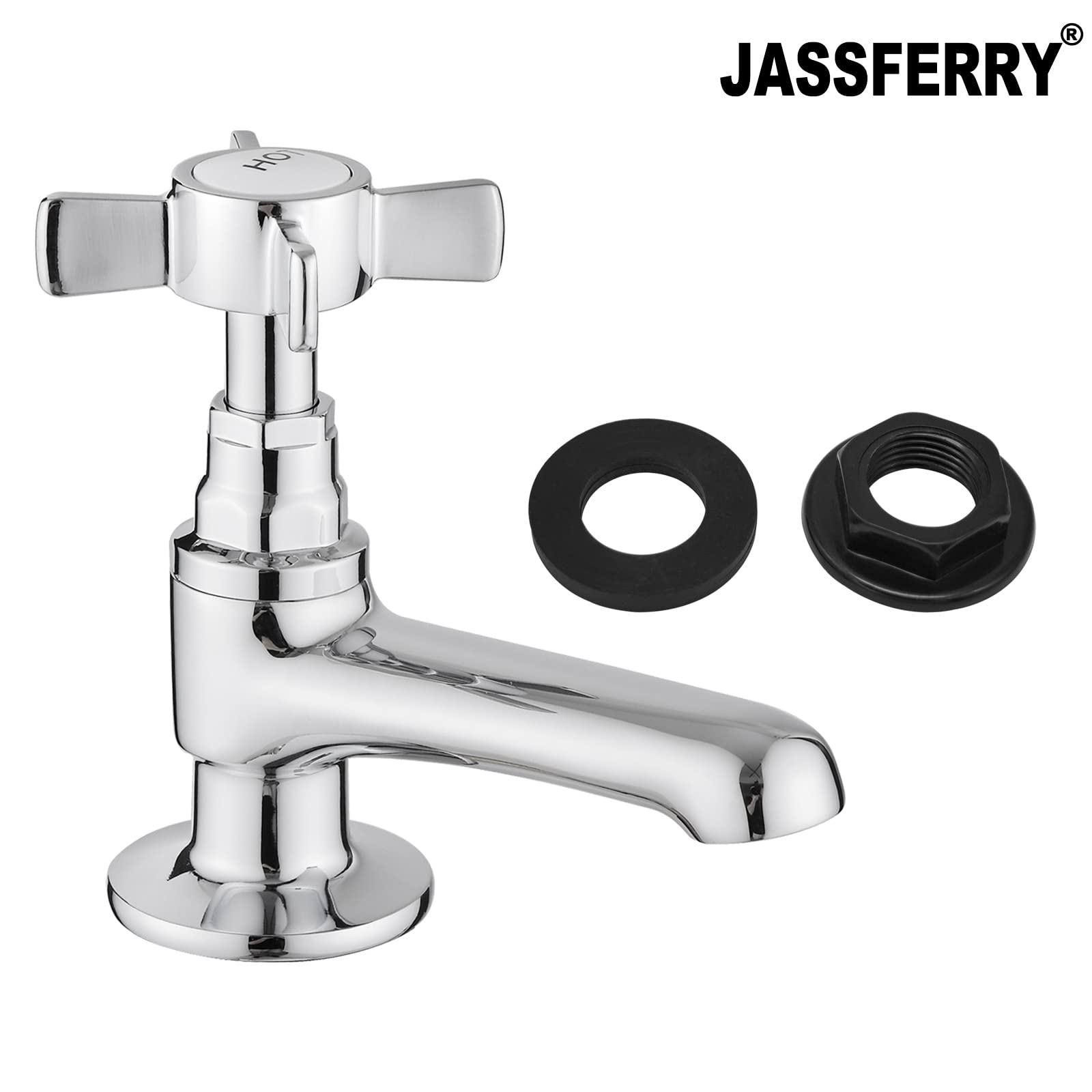 JASSFERRY - Coppia di rubinetti per lavabo, con manico a croce in ceramica, per lavandino da 1,2 cm