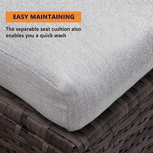 Solaste 7 Piece Patio Furniture Set, All Weather Wicker Patio Conversation Sets with Cushion Seat & Pillows, Outdoor Dining Set, Patio Furniture Outdoor Sectional, Light Grey