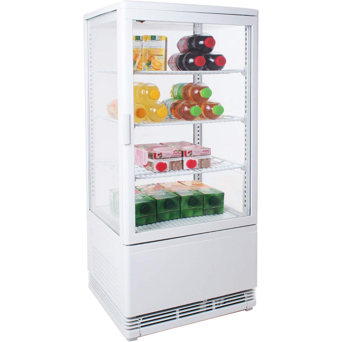 ZORRO - Kühlvitrine weiß Kuchenvitrine Gastro - 80 Liter - R600A - 4-Seitig Doppelverglast