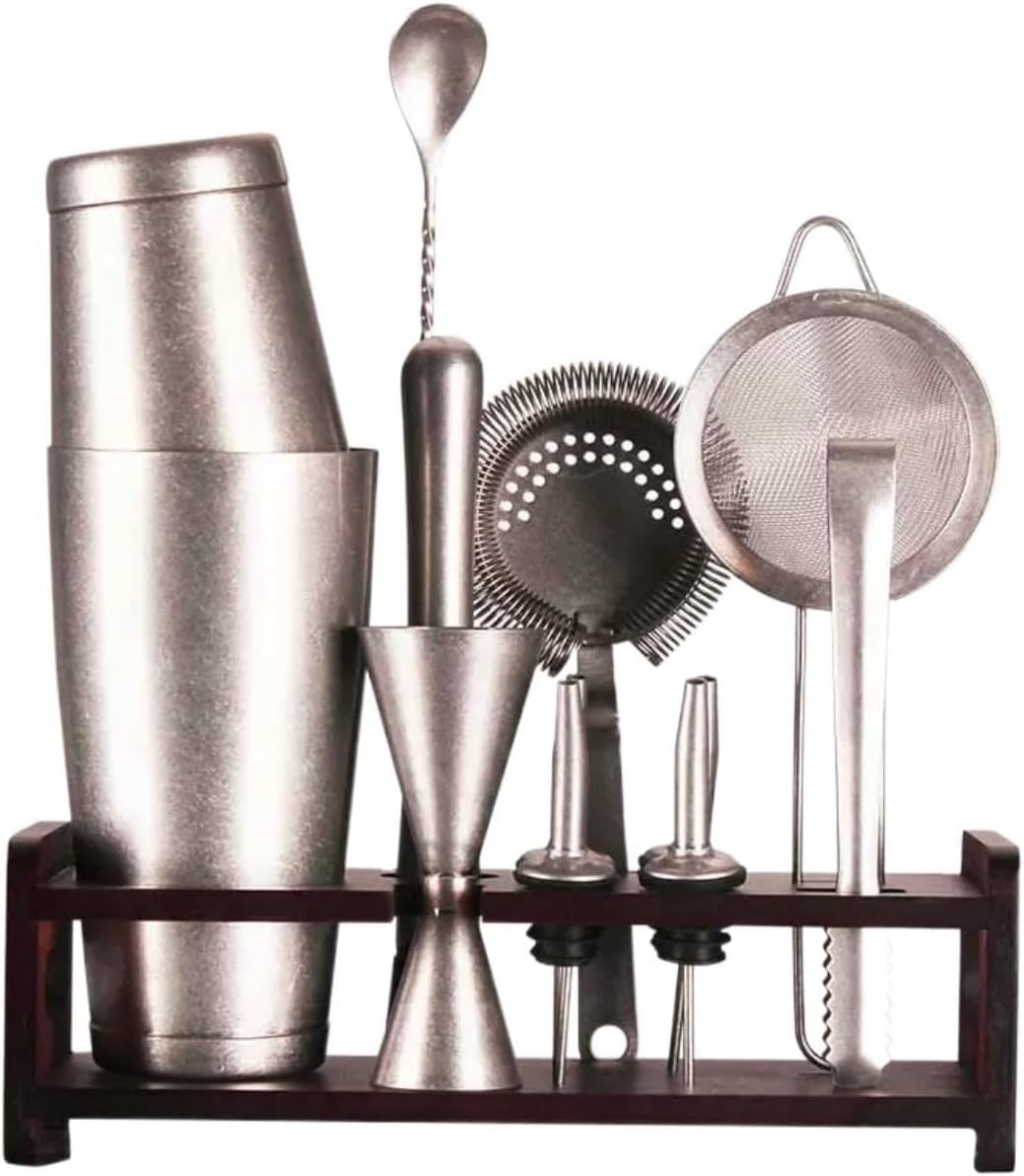 Set di 12 Shaker per Cocktail con Supporto - Attrezzatura da Bar Premium per Martini, Strumenti per La Preparazione di Cocktail A Casa, Kit da Barman, Essenziale per Small 12pcs