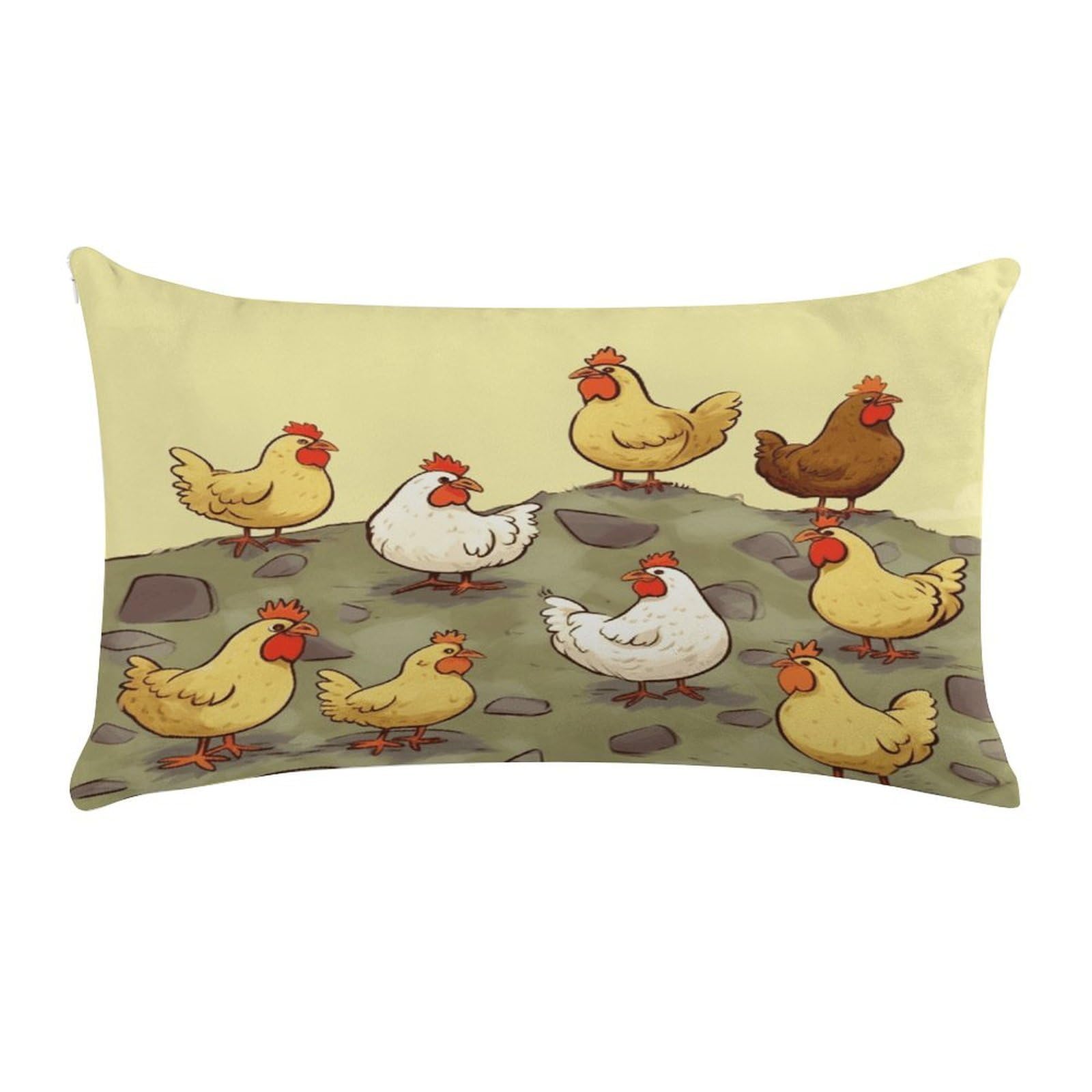 VstaDank A Brood of Chickens Throw Pillow Covers Rectangular Cushion Case Short Plush Pillowcase with Zipper Luxury Cozy Lumbar Pillows Shells Decorative Pillow Shams 12 X 20 Inch