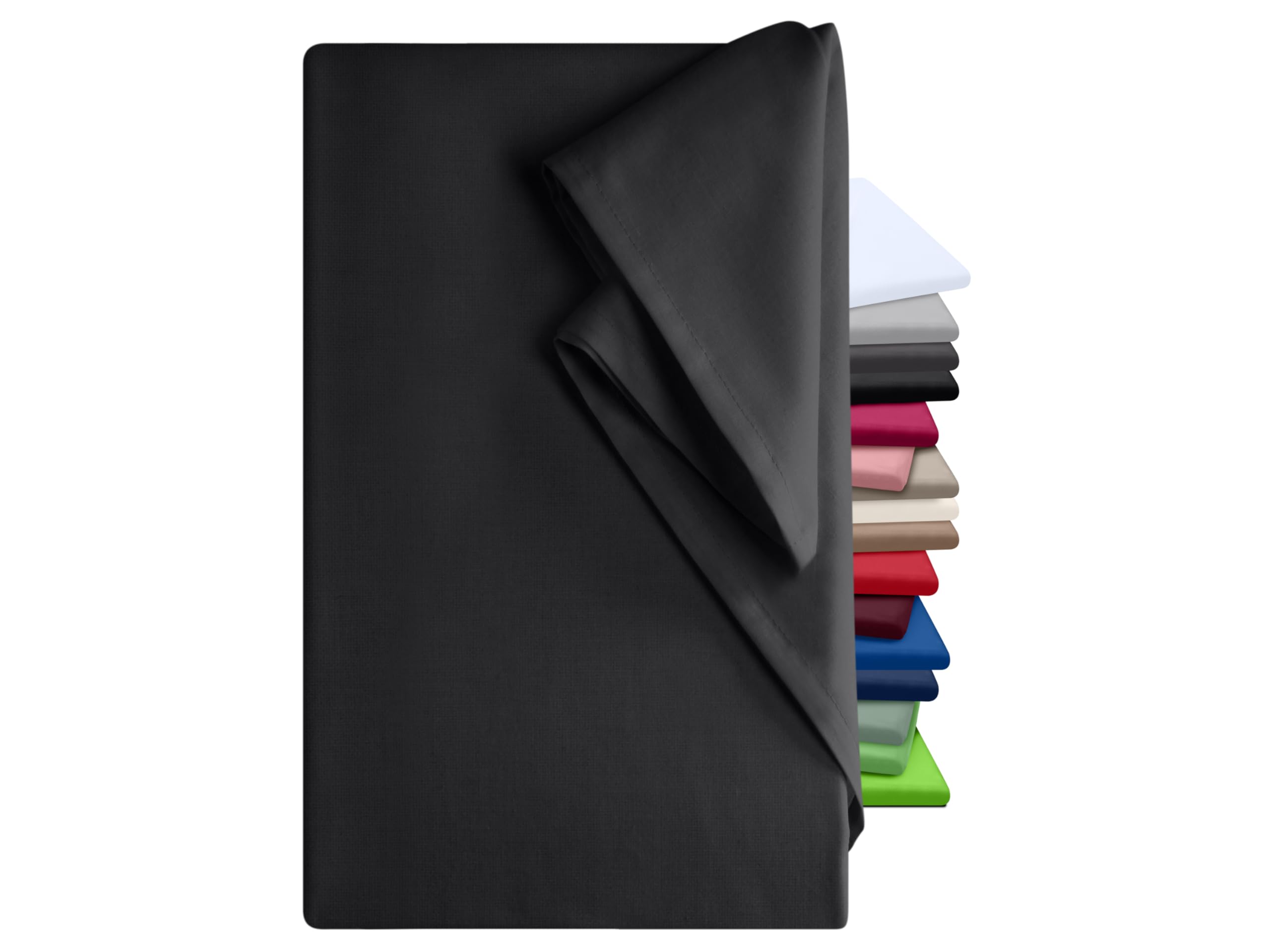 npluseins Bed Sheet - 100% Cotton - Available in 6 Colours - 3 Different Sizes - Household Towel Without Elastic, Black, ca. 240 x 275 cm — image 1