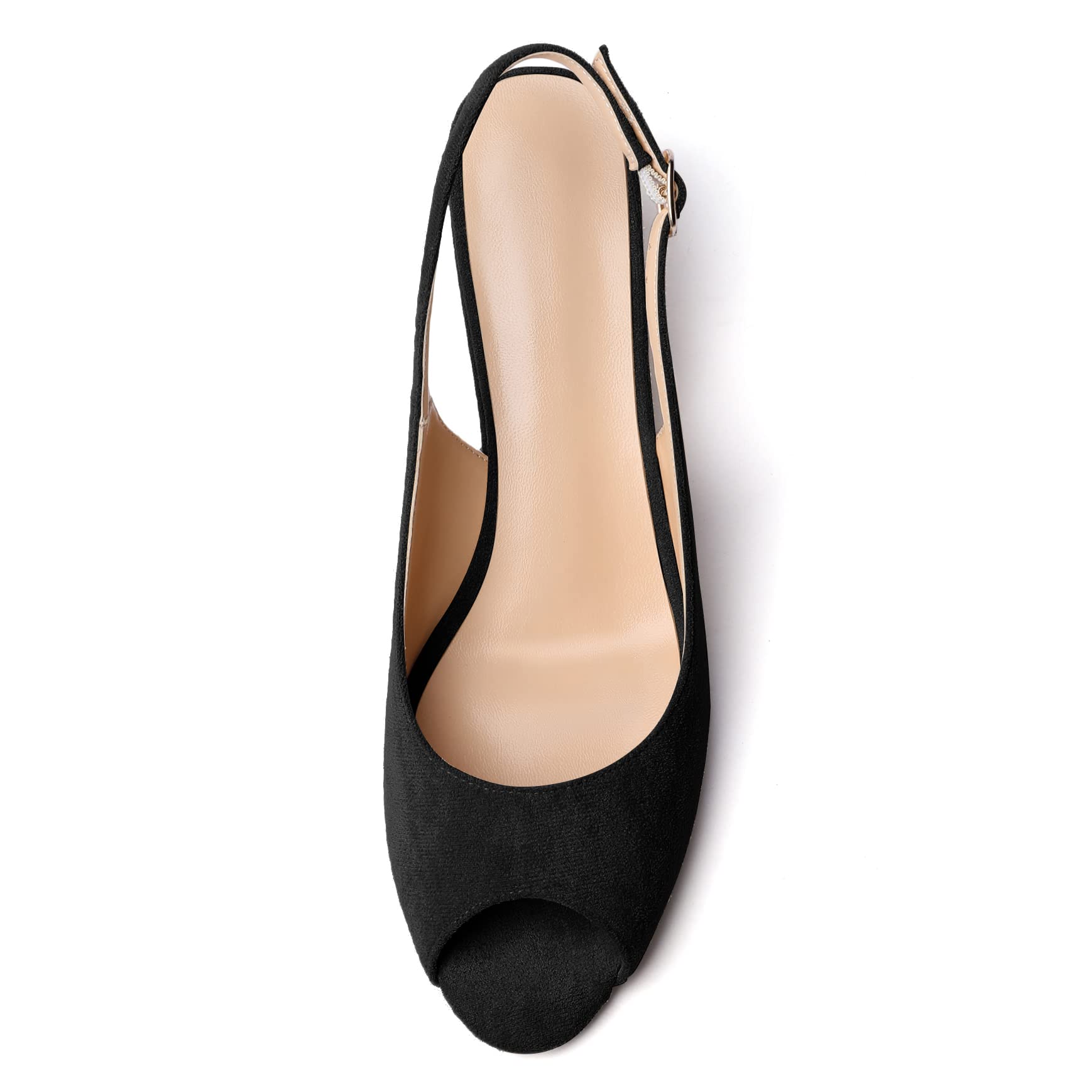 Elashe Damen Pumps Keilabsatz Peeptoe Mid Heels Slingback Bequeme Abendschuhe