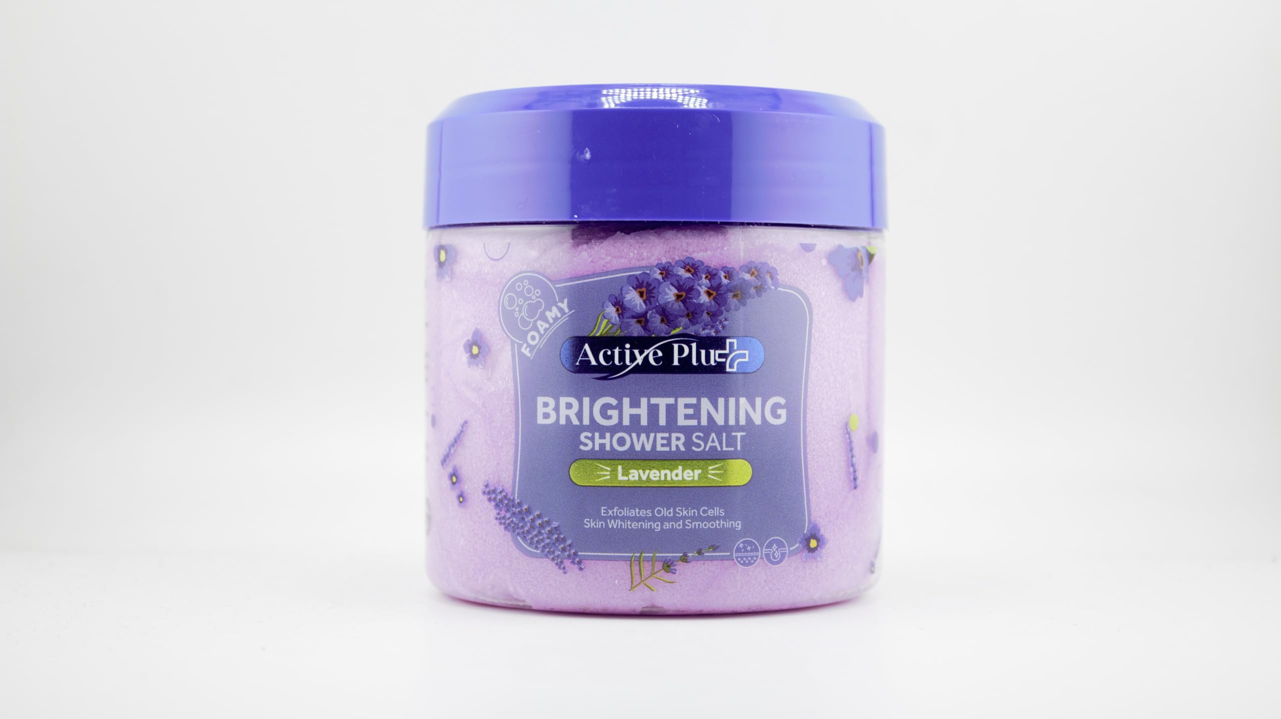 ACTIVE PLU+BRIGHTENING Shower Salt, Bath Salts for Relaxing Aromatherapy EXFLOLIATES OLD SKIN CELLS, SKIN WHITENING AND SMOOTHING, FOMAY (LAVENDER) 600 ML