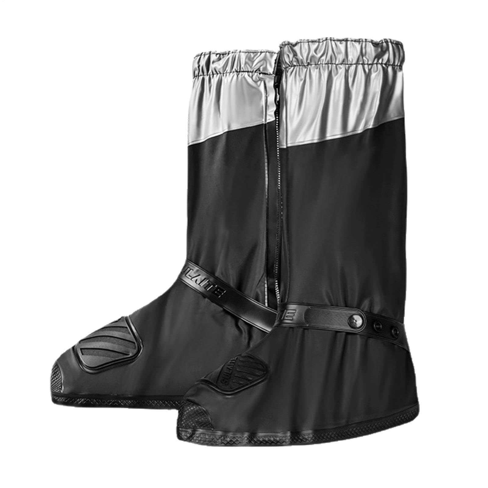 2 wasserdichte Stiefelüberschuhe - Regenüberzieher mit Reflektor,Anti-Rutsch-Überschuhe mit Reißverschluss, Schuhe, Männer, Frauen, Regenschutz für Gartenarbeit, Motorrad, Radfahren